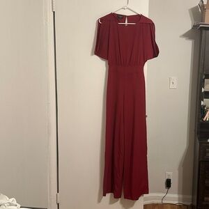 bebe Deep Red Maxi Jumpsuit